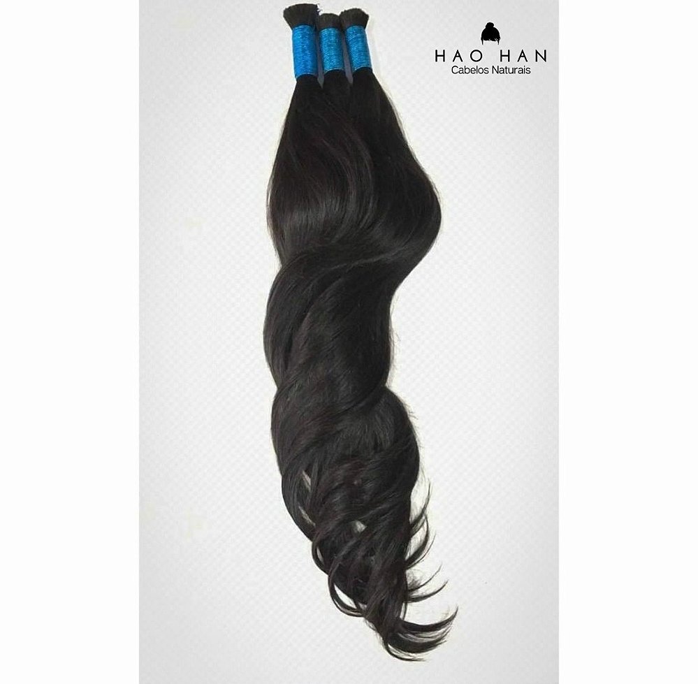 Cabelo Humano Natural 50cm Aplique Mega Hair Asiático Castanho Escuro - Hao  Han