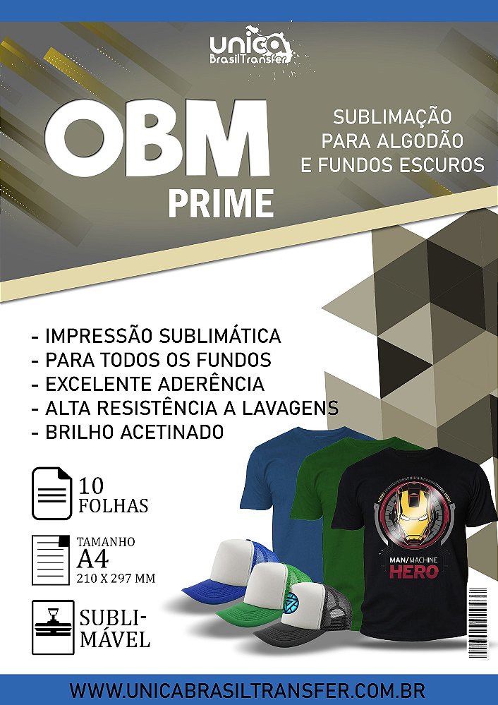 Obm Prime 10 Folhas Unica Brasil Distribuidora De Produtos Para Sublimação 0721