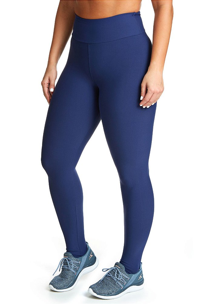 CALÇA LEGGING POLIAMIDA SUPPLEX MARINHO CÓS ALTO - KAUKIM