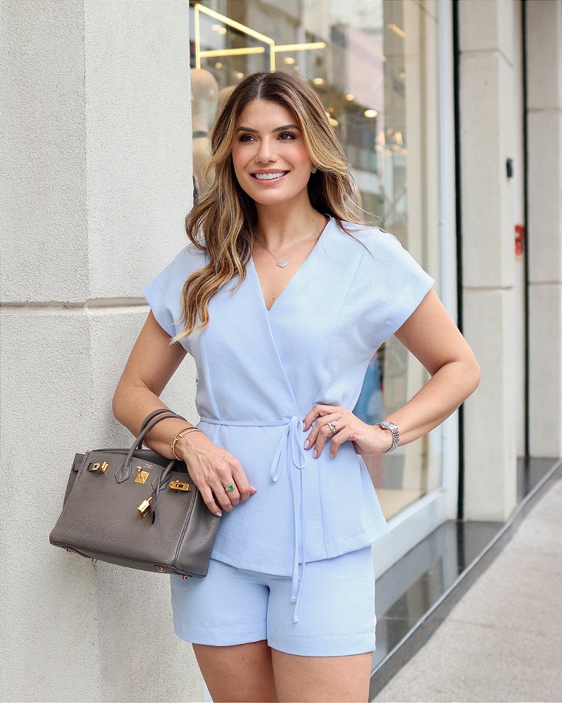 Transpassada Decotada Blusa Feminina Decotada Blusa Cropped