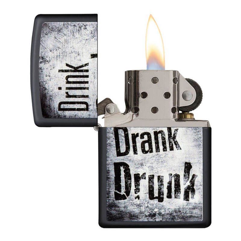 Isqueiro Zippo 29618 Classic Drink, Drank, Drunk Preto
