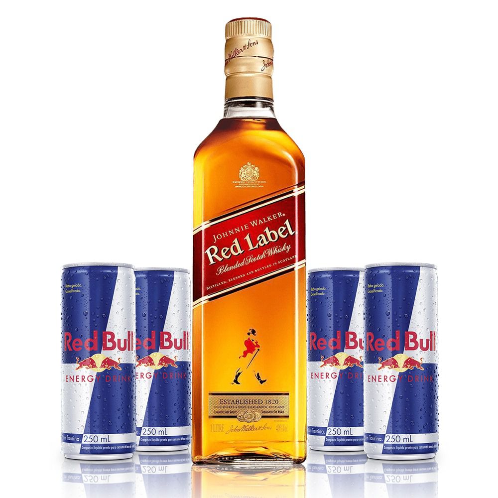 Combo Whisky Red Label 1 litro + 4 Red Bull - Bebidas BH Delivery -  ZapVendas (31) 9.7574-1007