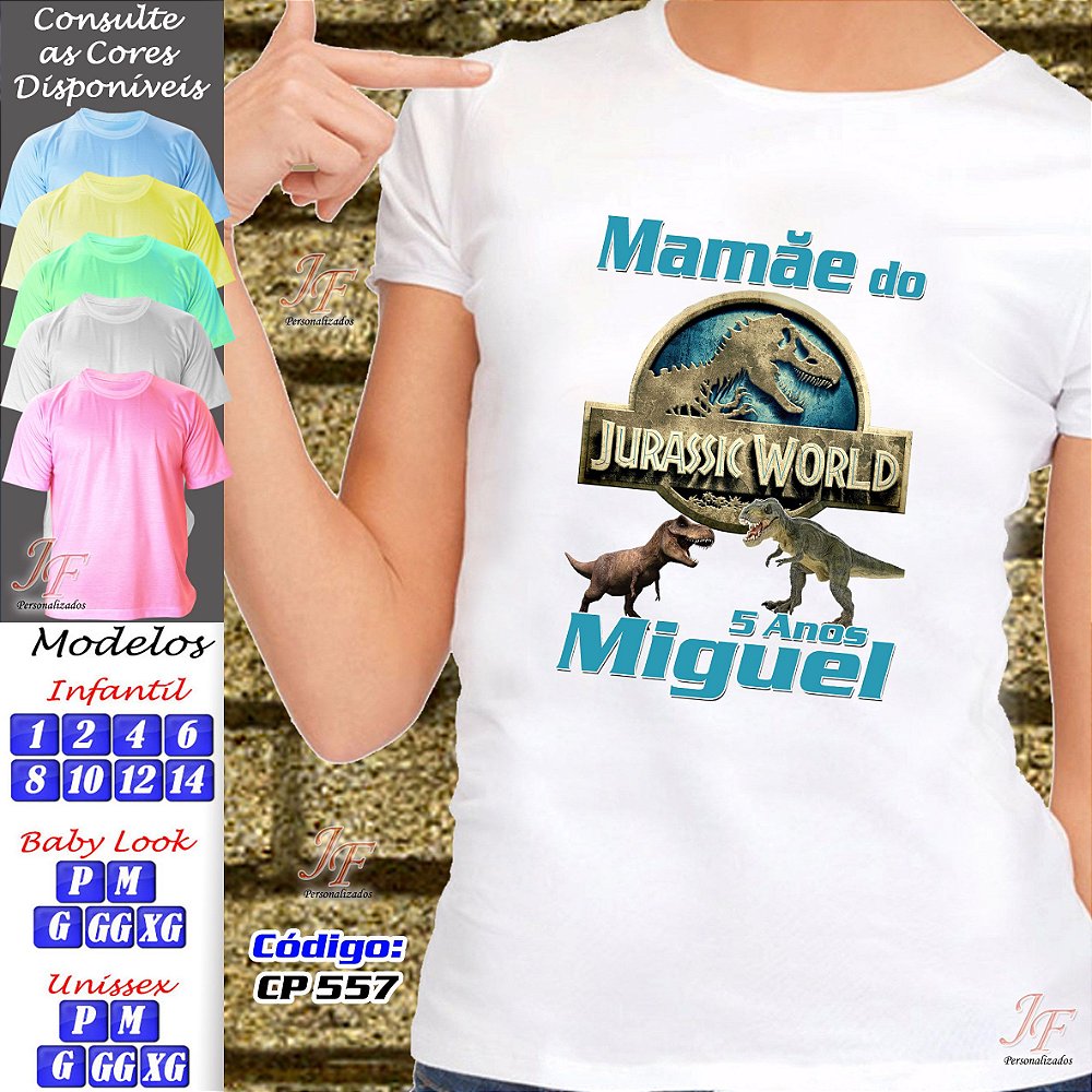 camiseta personalizada tema dinossauro