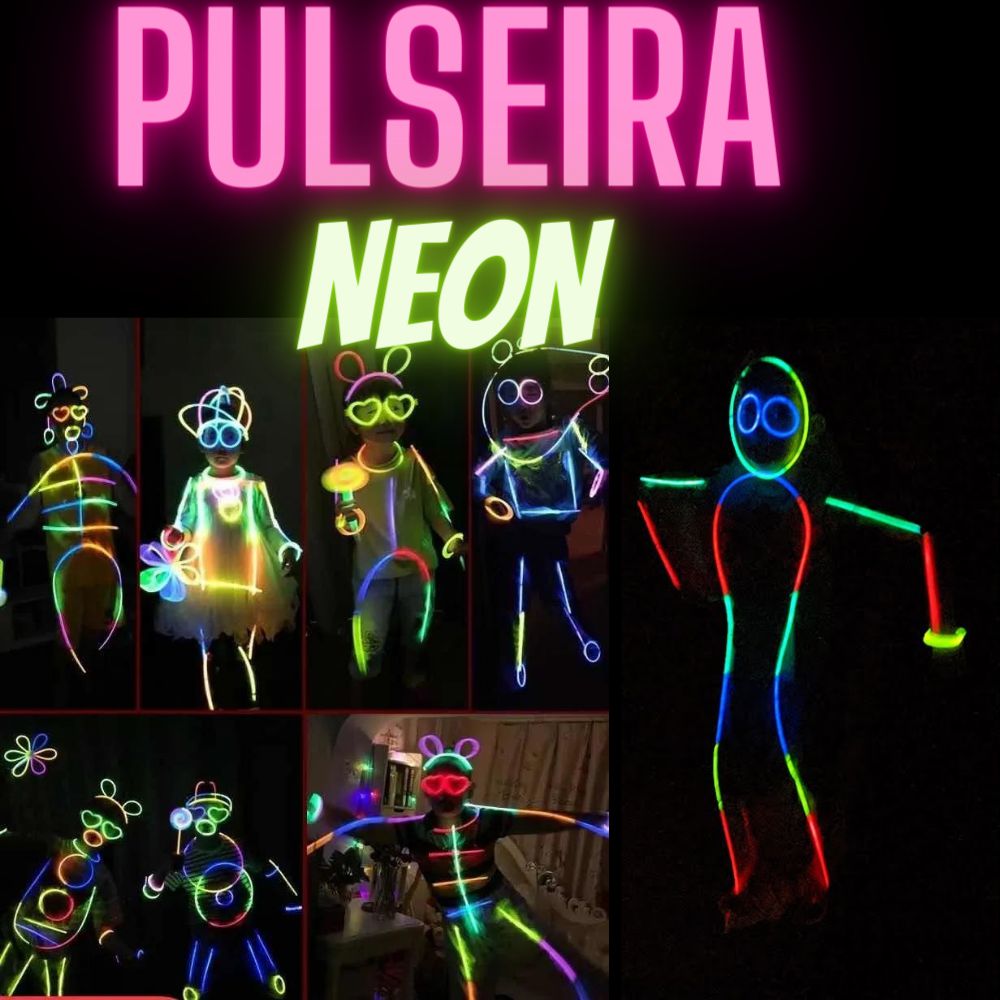 Pulseira Neon kit 50 Festa Balada Casamento Debutante 15 Anos dança maluca  - mjs smart imports - importados e nacionais