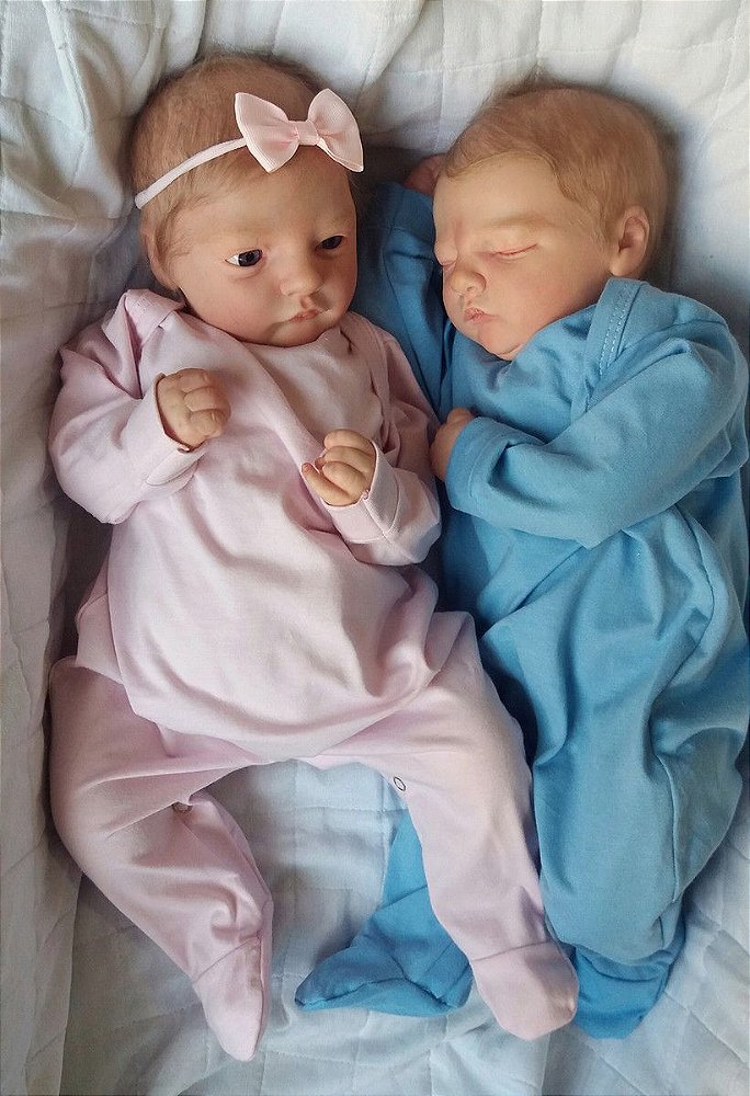 Bebe Reborn Gemeos 50cm Corpo Inteiro De Silicone Doll Maternidade