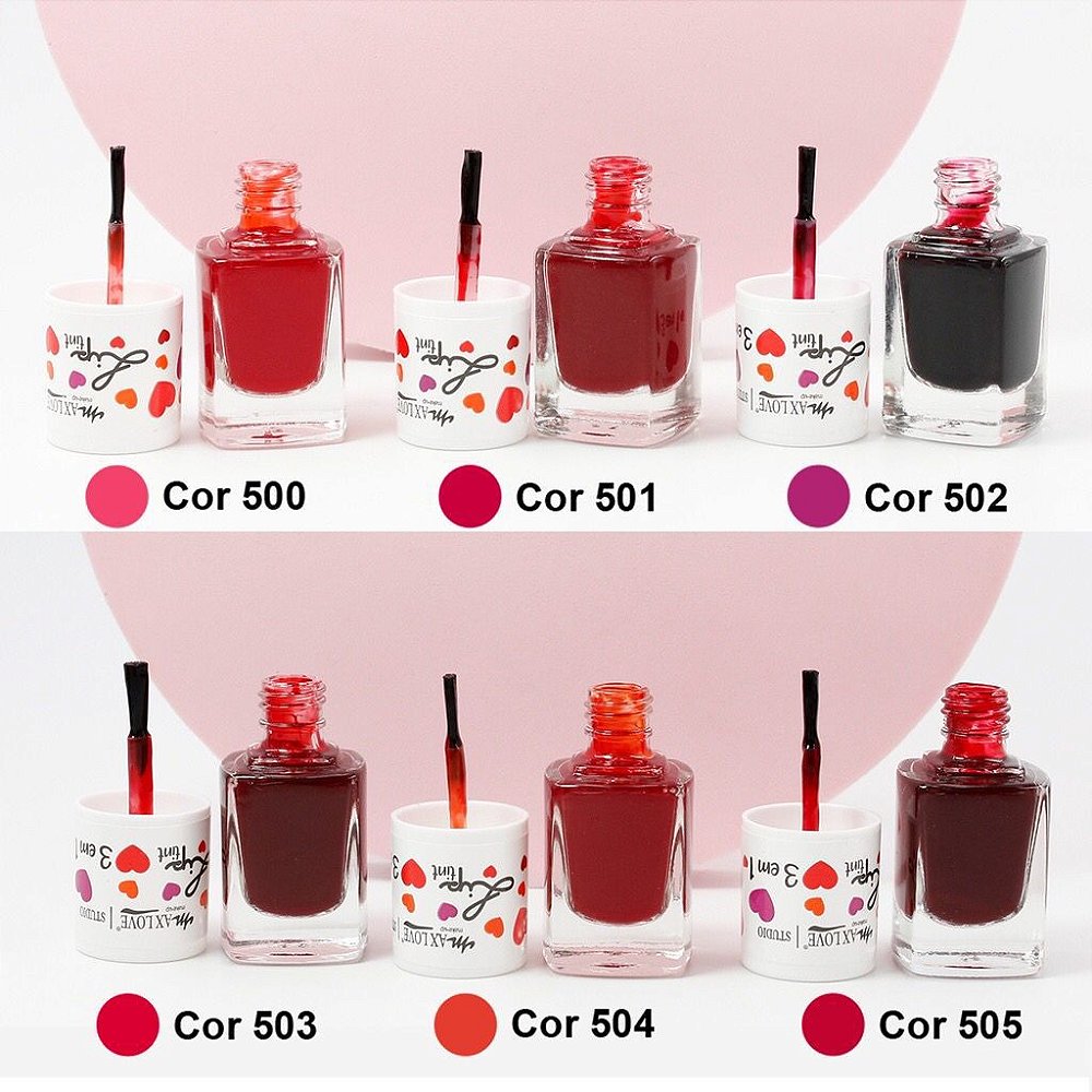 LIP TINT 3 EM 1 MAX LOVE - CORES - Bellíssima Makeup