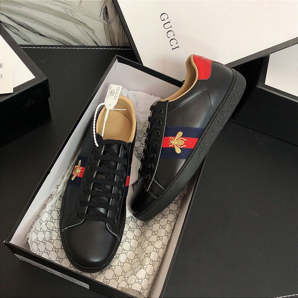tenis gucci ace preto