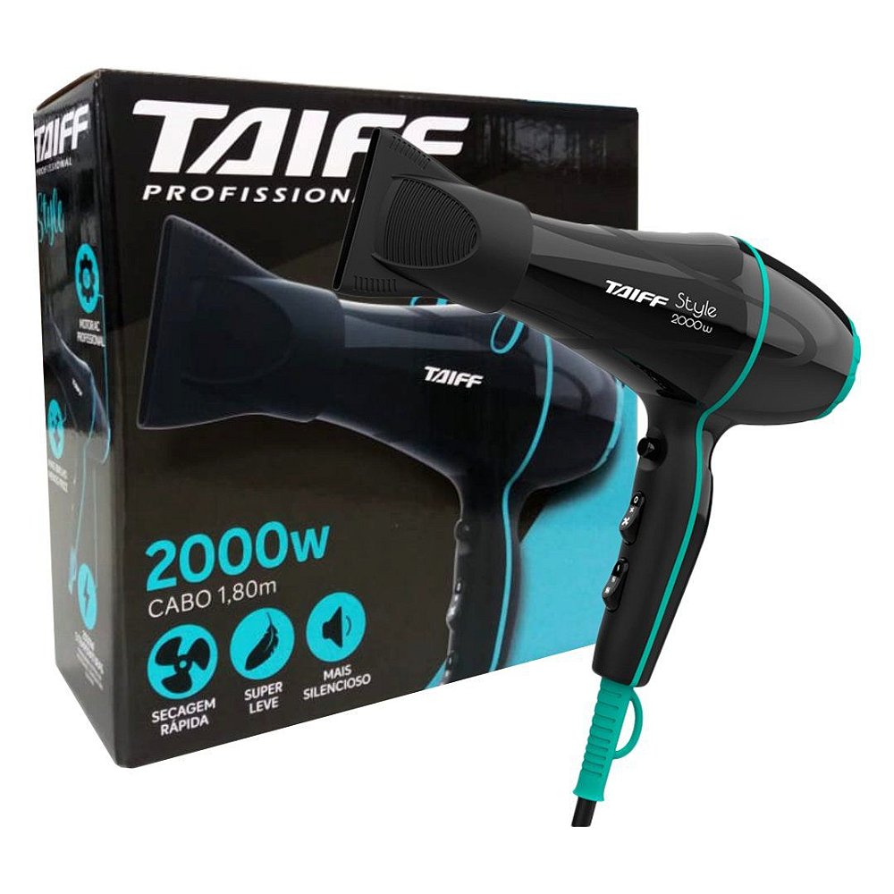 KIT TAIFF - SECADOR DE CABELO PROFISSIONAL STYLE 2000W PRETO 220V ...