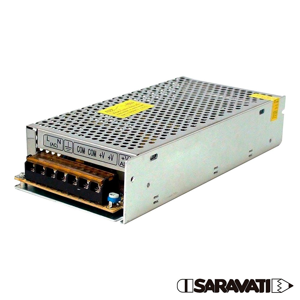 Fonte Chaveada Metal 100-240VAC 120W 12VDC 10A - Saravati Materiais Técnicos