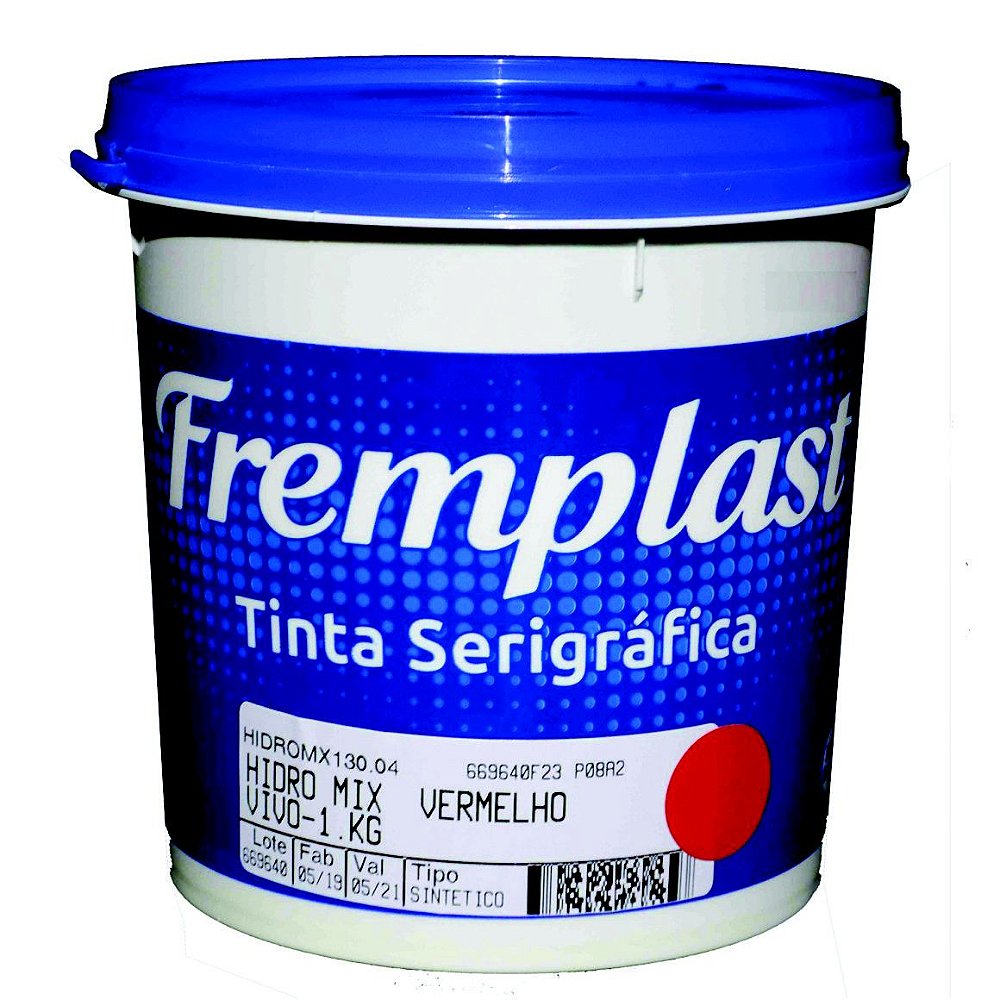 Tinta Para Serigrafia Fremplast Hidro Mix Vermelho Vivo 1kg Central