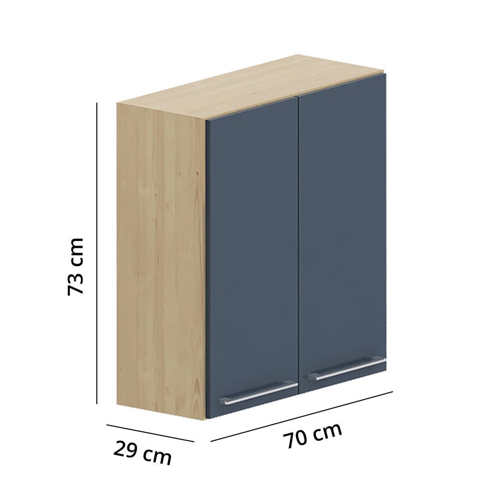 Armário 2 Portas - Cedro/Azul - Bem Barato Móveis