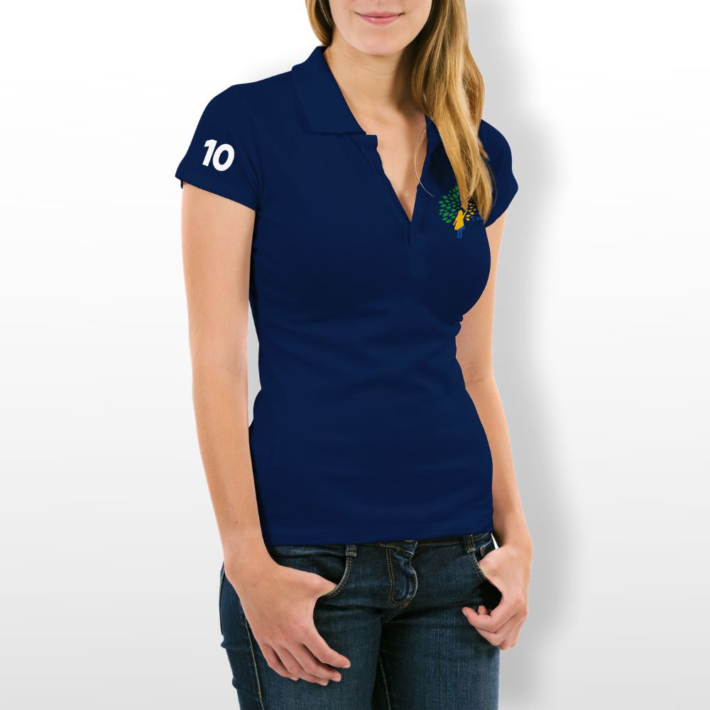 Camiseta Feminina Polo Baby Look Azul Marinho - Loja Republicana