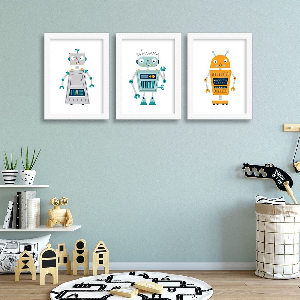 quadros de robô para quarto de menino