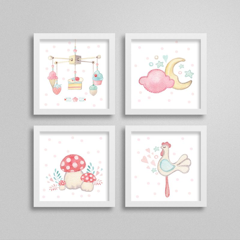 Quadrinhos moderninhos sweet baby girl com nuvem, móbile e acessórios decorativos