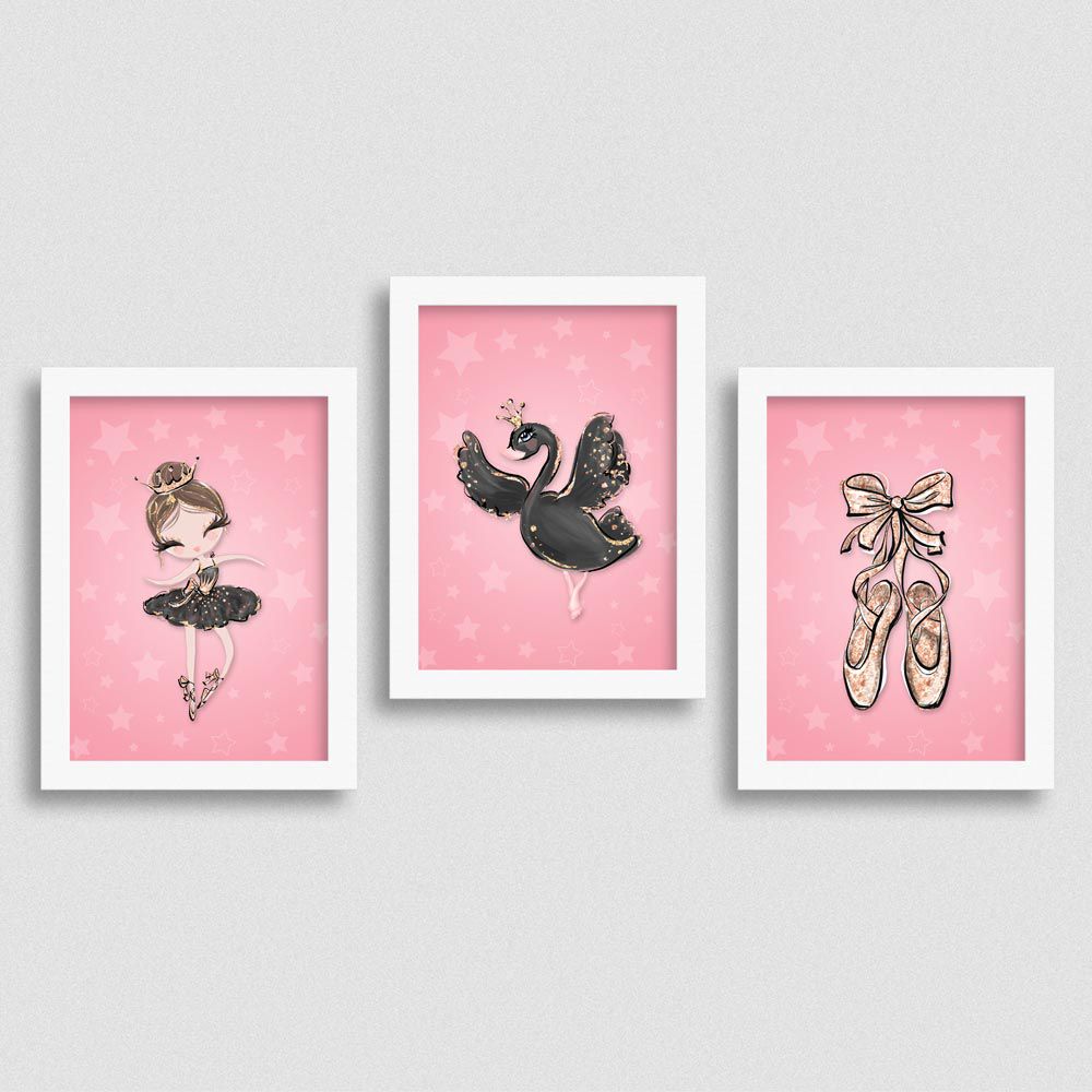 Quadro Balé e Bailarina Kit Black Swan 2