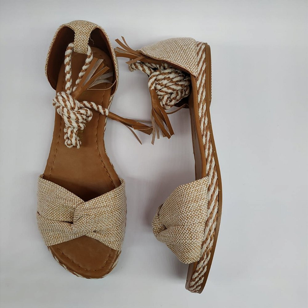 sandalia de corda rasteira