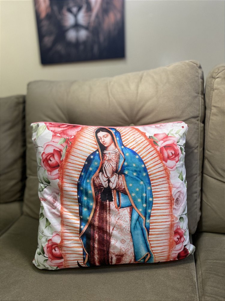 Capa de almofada Nossa Senhora de Guadalupe - Flores - usedons