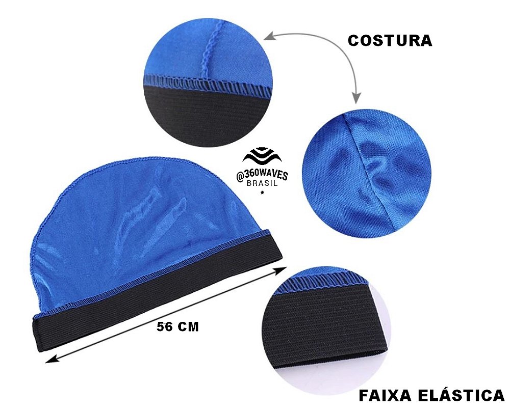 Durag Wave 360 Correria Kit Com 3 Cores Azul Branca E Preta
