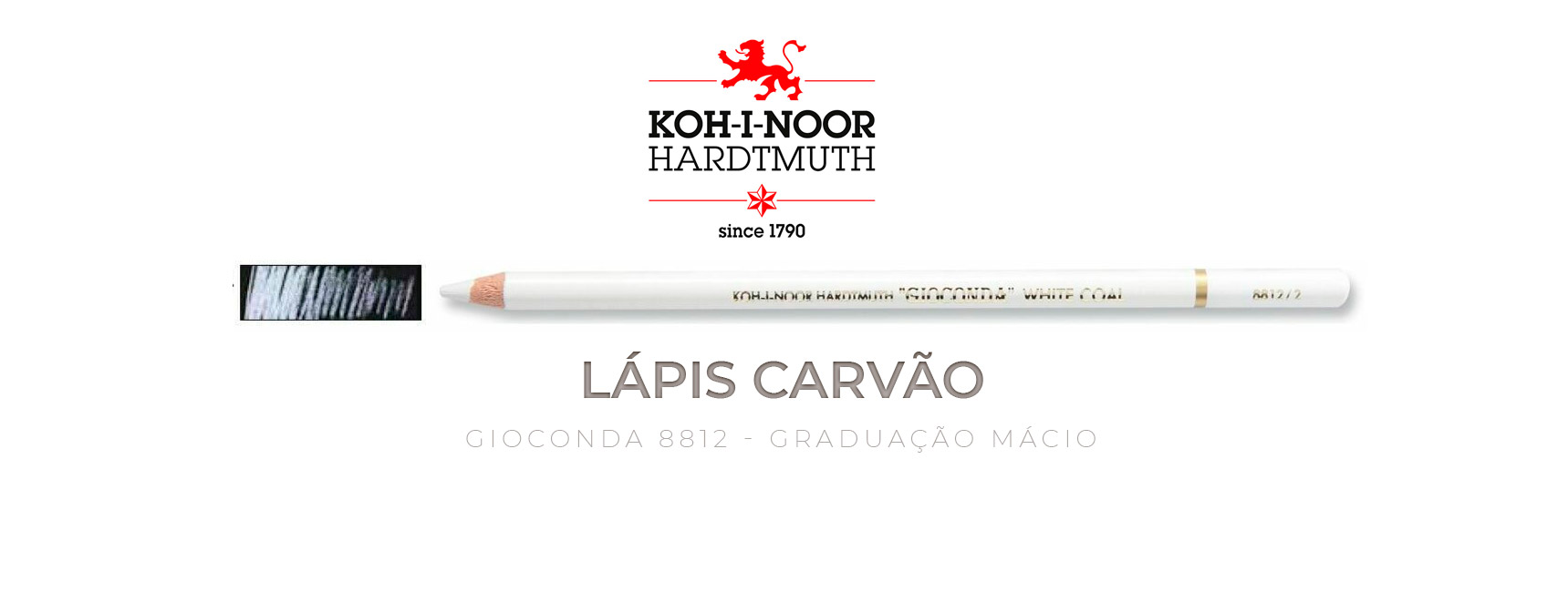 Lápis Carvão branco graduação macio Koh-I-Noor
