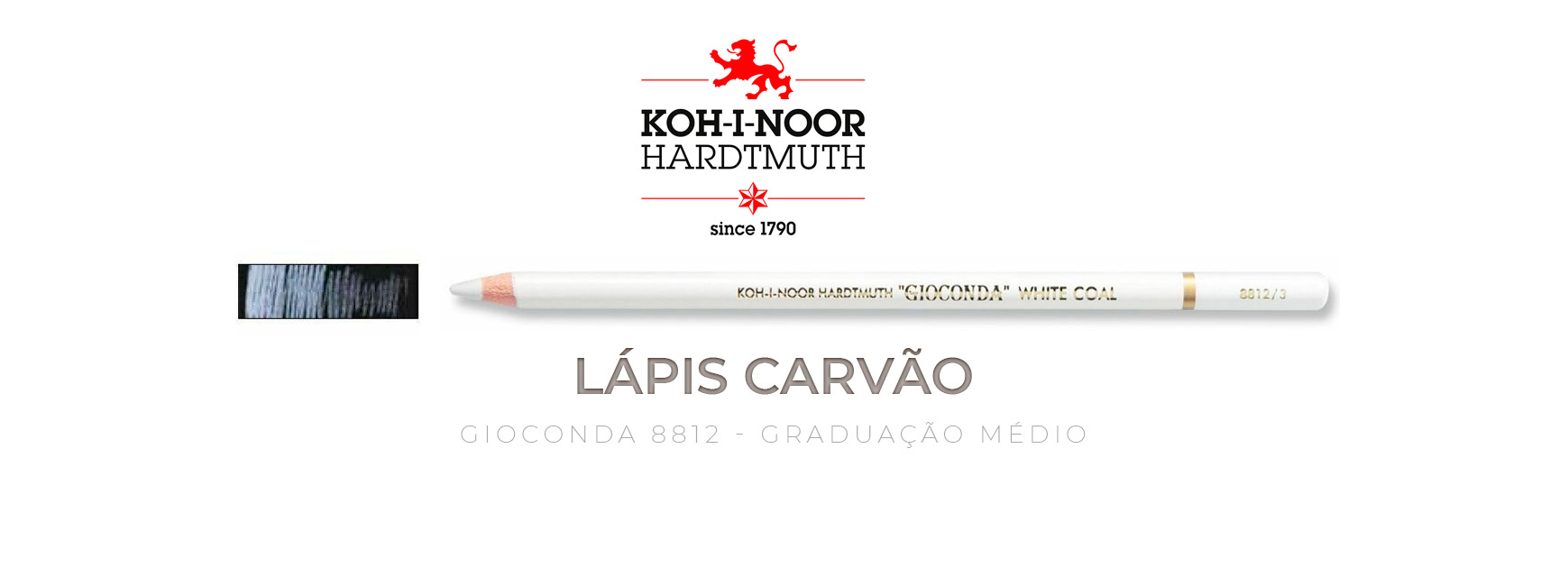 Lápis Carvão branco graduação médio Koh-I-Noor