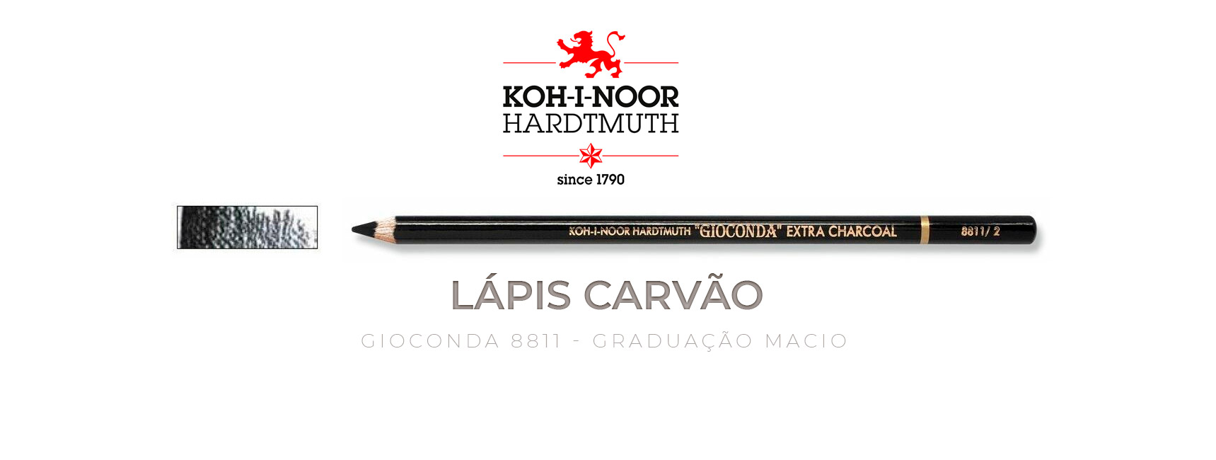 Lápis carvão negro graduação macio Koh-I-Noor