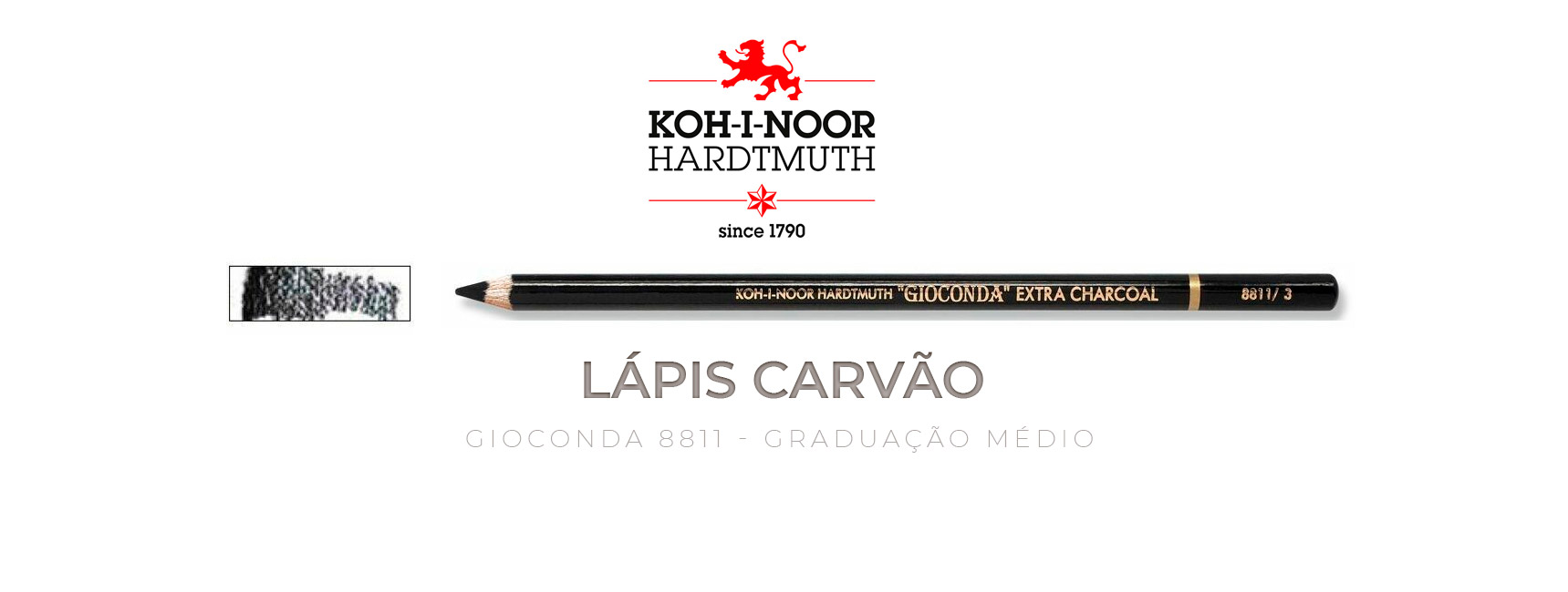 Lápis carvão negro graduação médio Koh-I-Noor