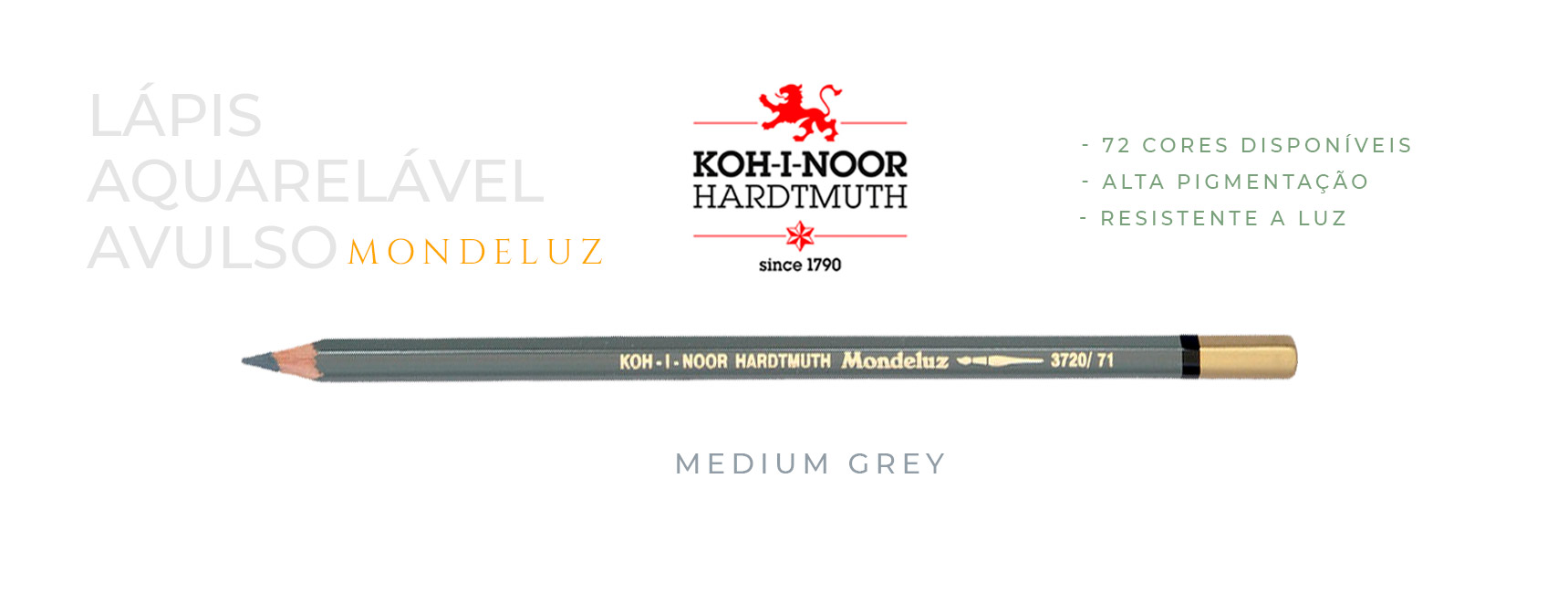 Lápis aquarelável avulso medium grey koh-i-noor
