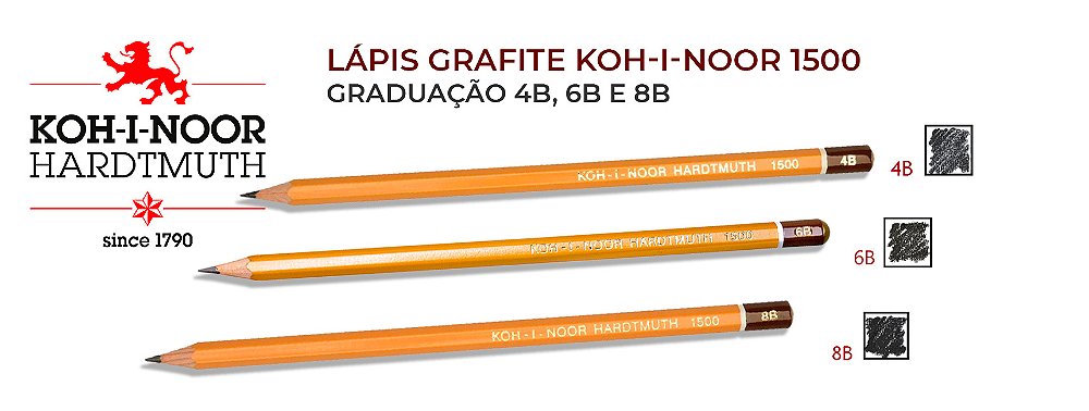 Lápis grafite graduado Koh-I-Noor 4b, 6b e 8b