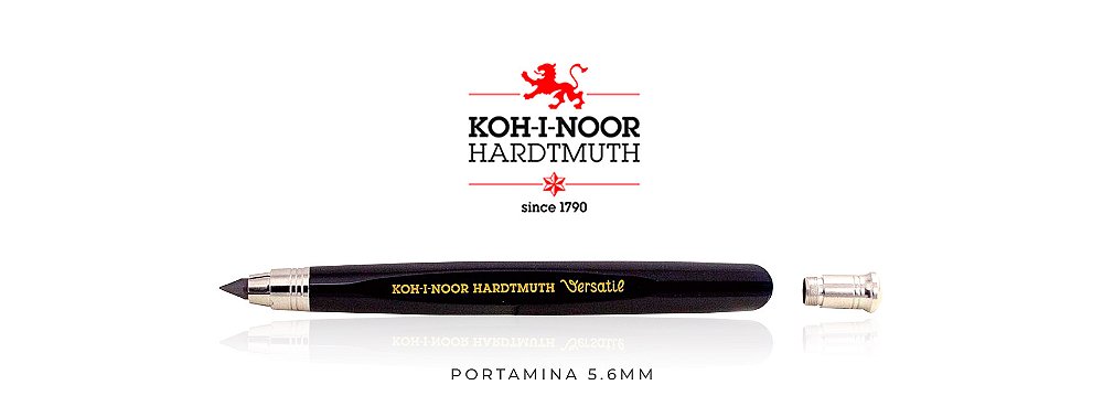 Lapiseira portamina 5,6mm com apontador preta koh-i-noor