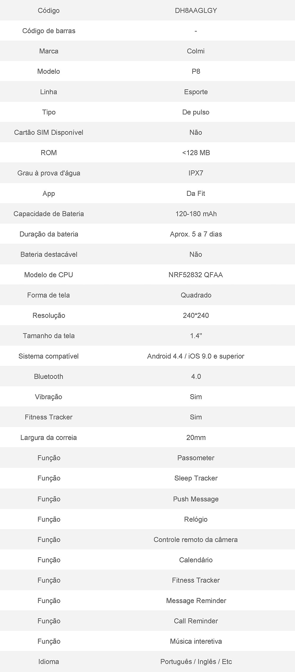 Smartwatch p8 ficha técnica Clearance