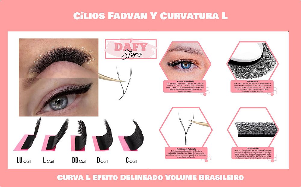 Cílios Fadvan Y Curva L - Volume Brasileiro