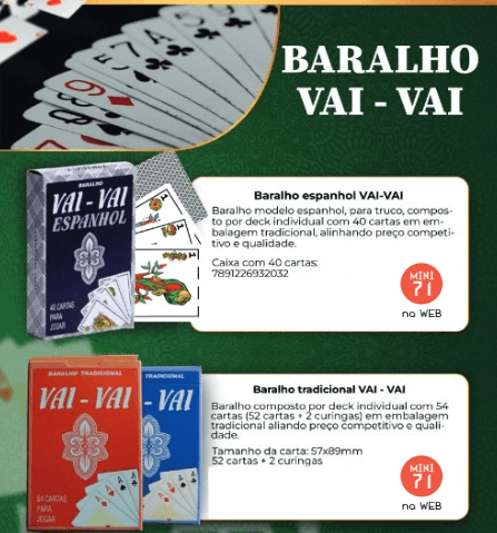 Jogo de Cartas Baralho Vai - Vai Espanhol - Mini71 na Web