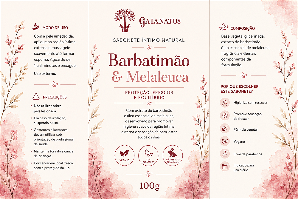 Sabonete de Barbatimão e Melaleuca Natural