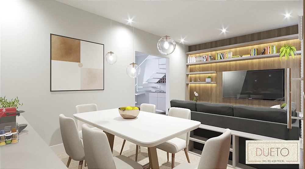 Decoração online - Sala com mesa de jantar