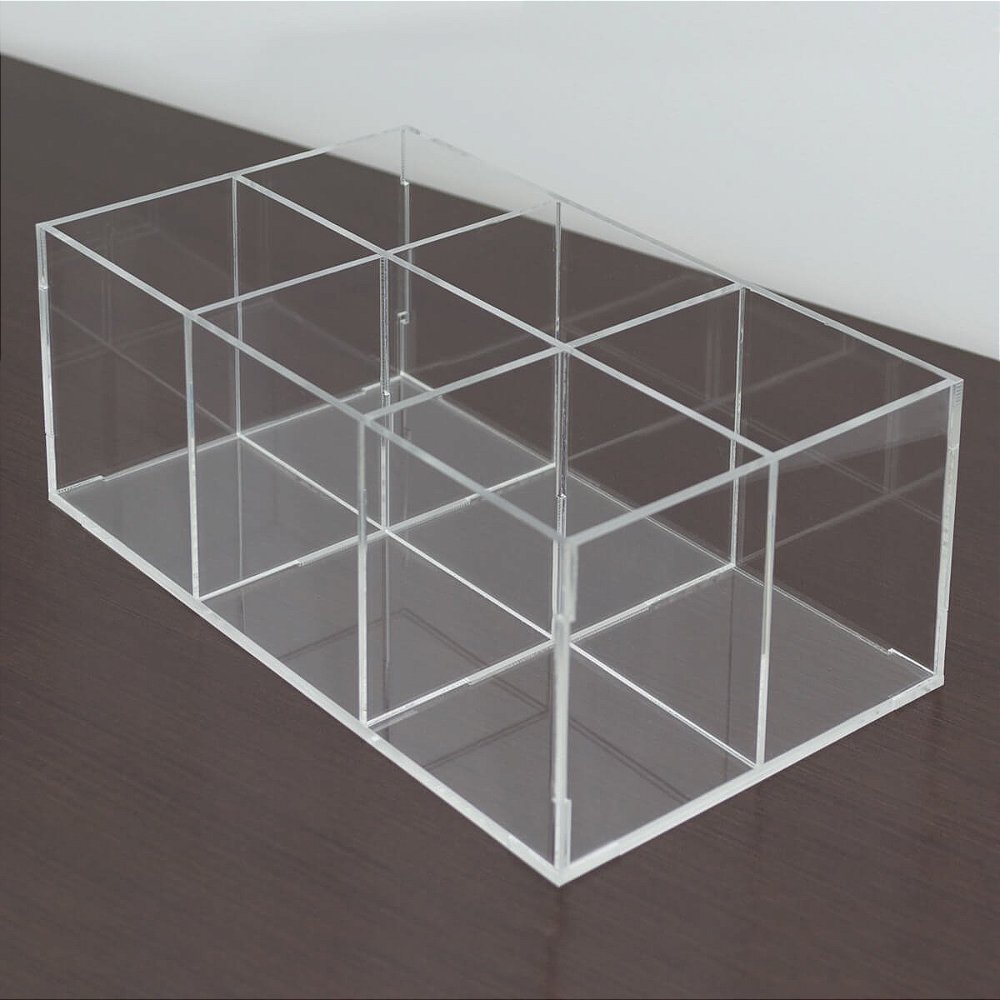 Porta pinceis de maquiagem e acrílico transparente com 6 