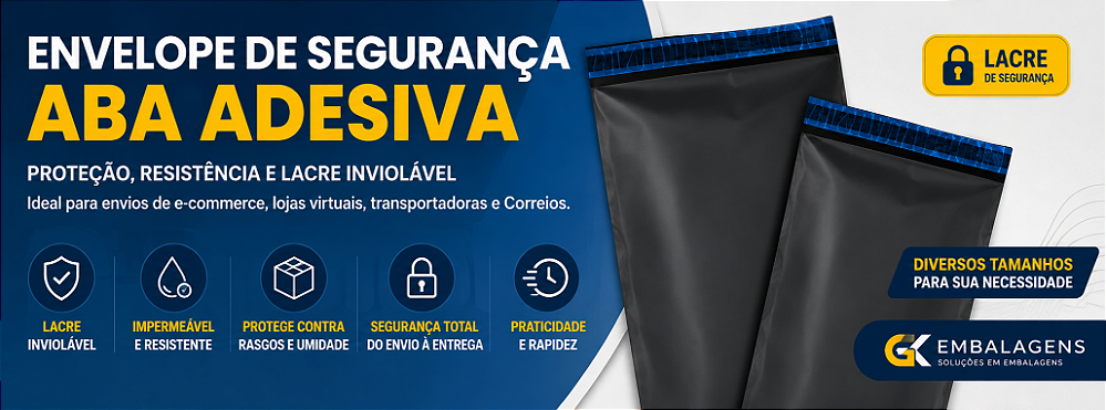 Envelope de segurança 20x60 cm com lacre inviolável para e-commerce