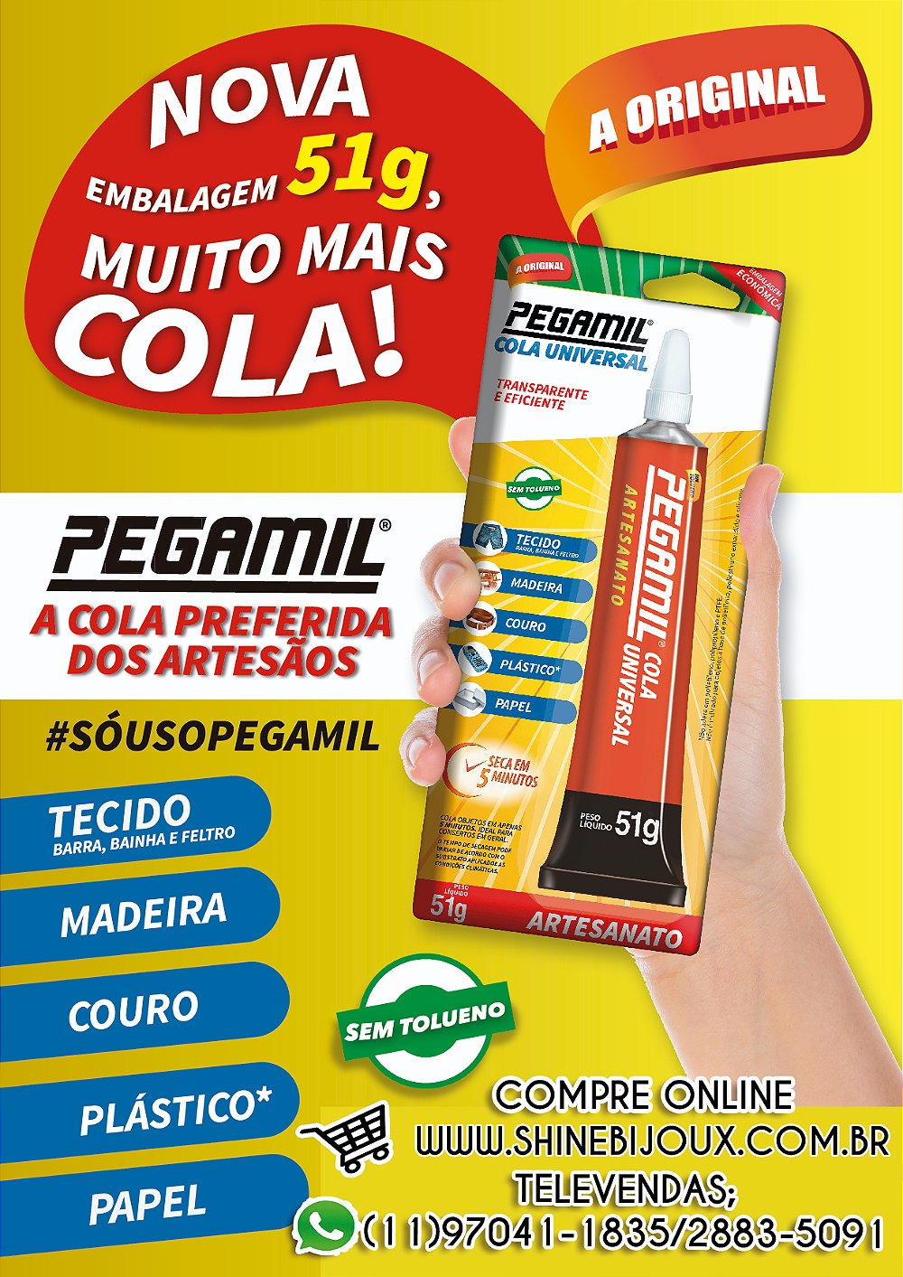 Pegamil cola universal 51grs Tubo economico - A maior loja de armarinhos e  pedrarias do brasil tudo para tiaras e Laços