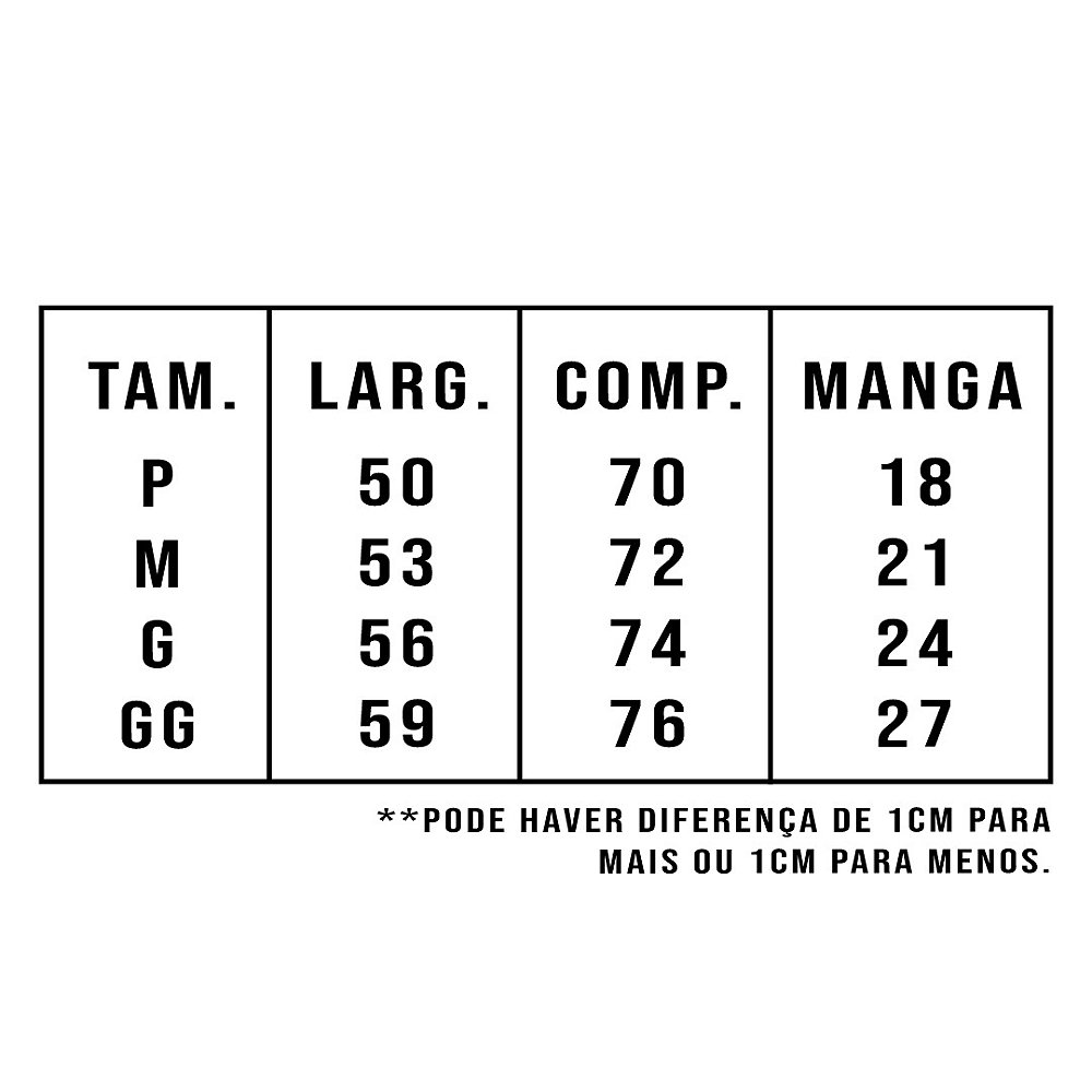 medidas de camisetas masculinas