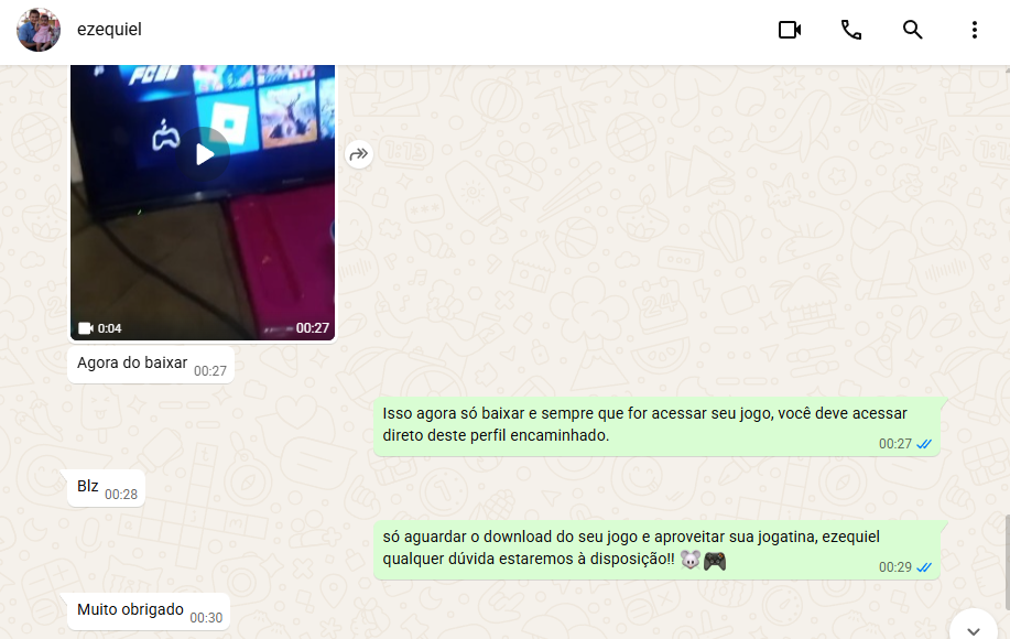 Feedback do cliente Ezequiel