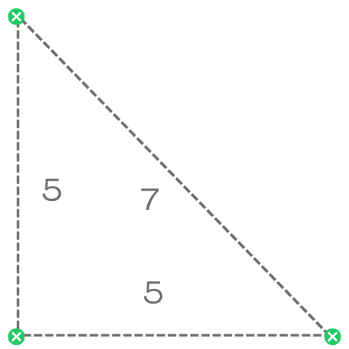 Esquema de fixação da tela triangular 5x5x7m Sombralux