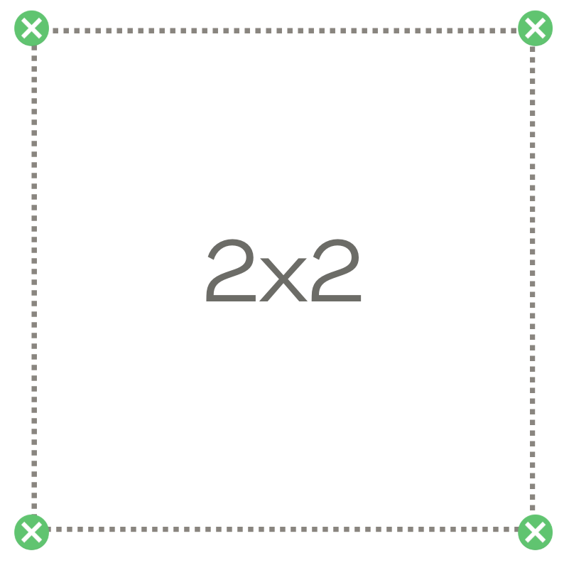 Esquema de fixação da tela quadrada 2x2m Sombralux