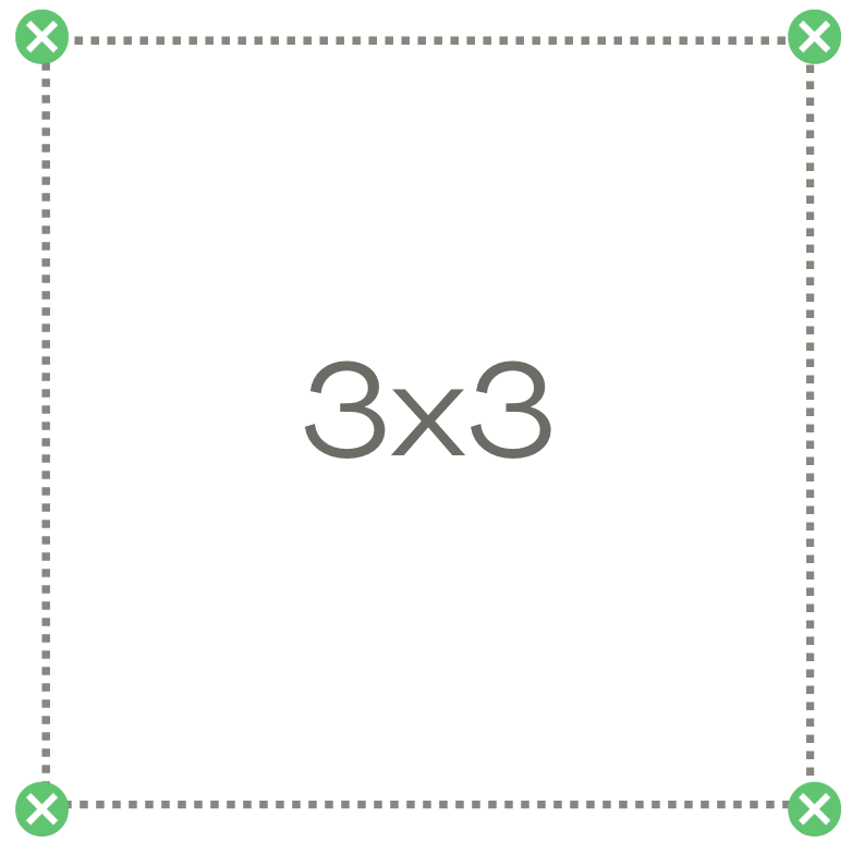 Esquema de fixação da tela quadrada 3x3m Sombralux