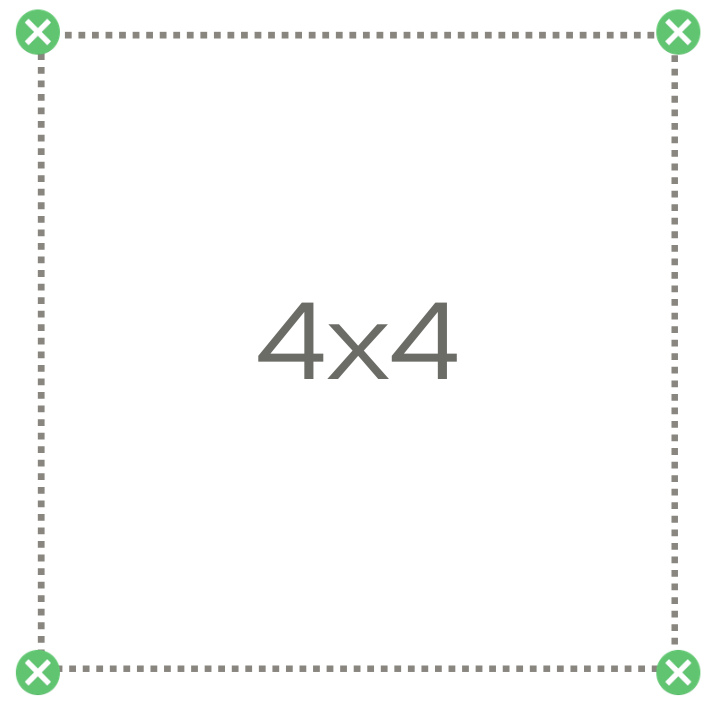 Esquema de fixação da tela quadrada 4x4m Sombralux