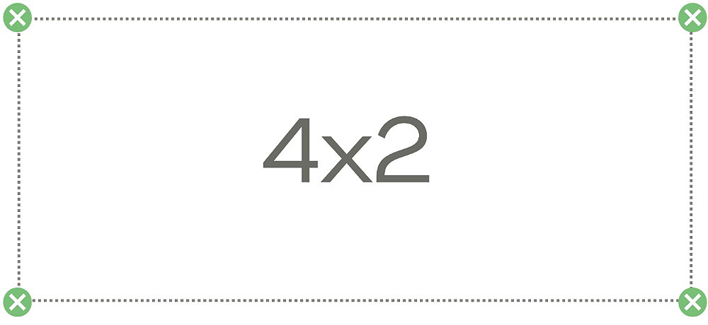 Esquema de fixação da tela retangular 4x2m (2x4m) Sombralux
