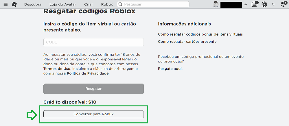 Como resgatar seu código do Roblox no celular