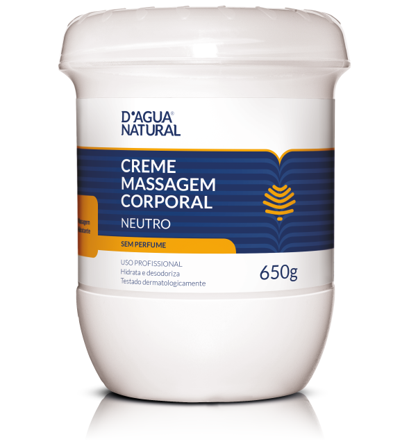 Creme de Massagem Corporal Neutro sem Perfume D'Água Natural