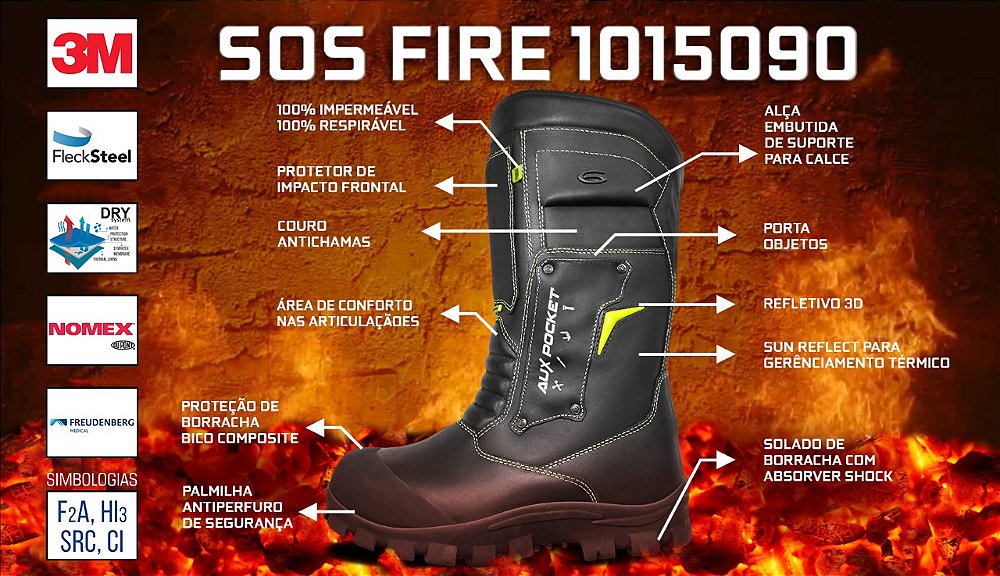 Bota para combate a incêndio SOS Fire 10 - SOS Sul • A loja online do  Bombeiro
