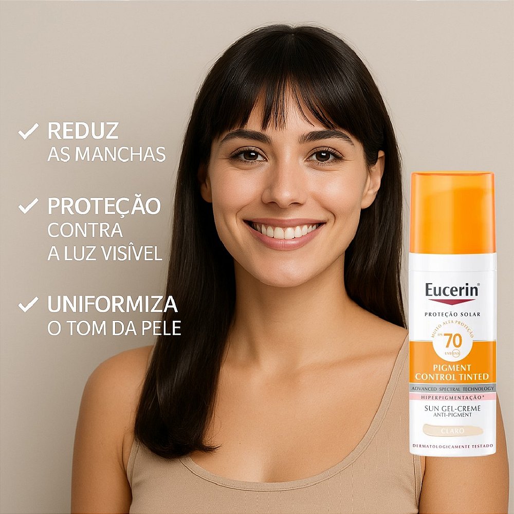 Eucerin Sun Pigment Control Tinted FPS 70 Cor Claro - Resultados comprovados