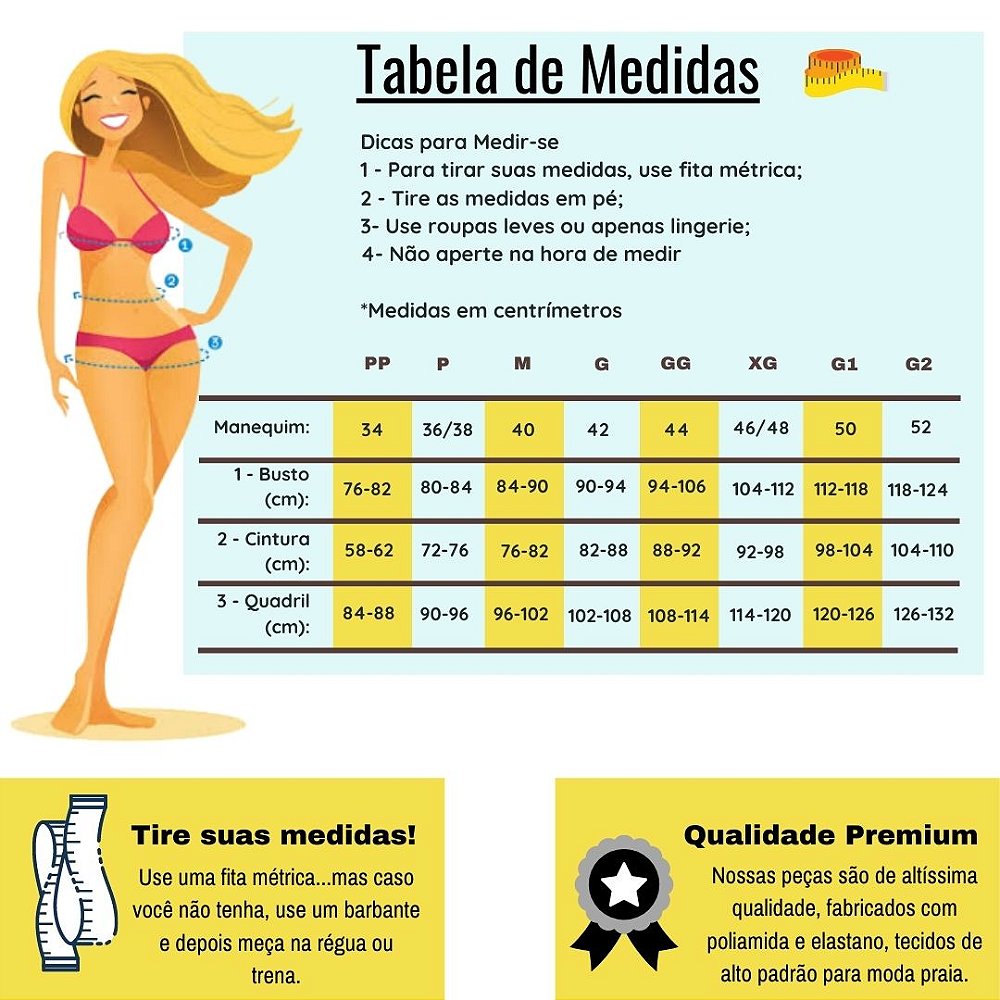 Tabela de Medidas – Boutique de Praia