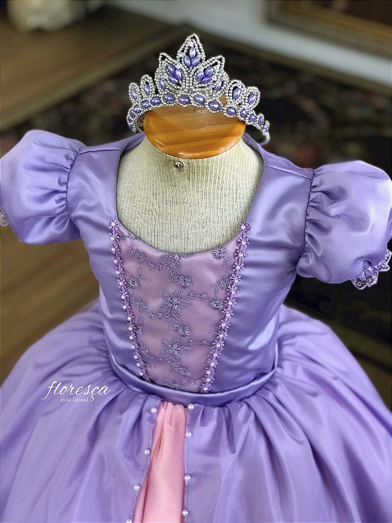 Vestido Trapézio Infantil Princesinha Sofia